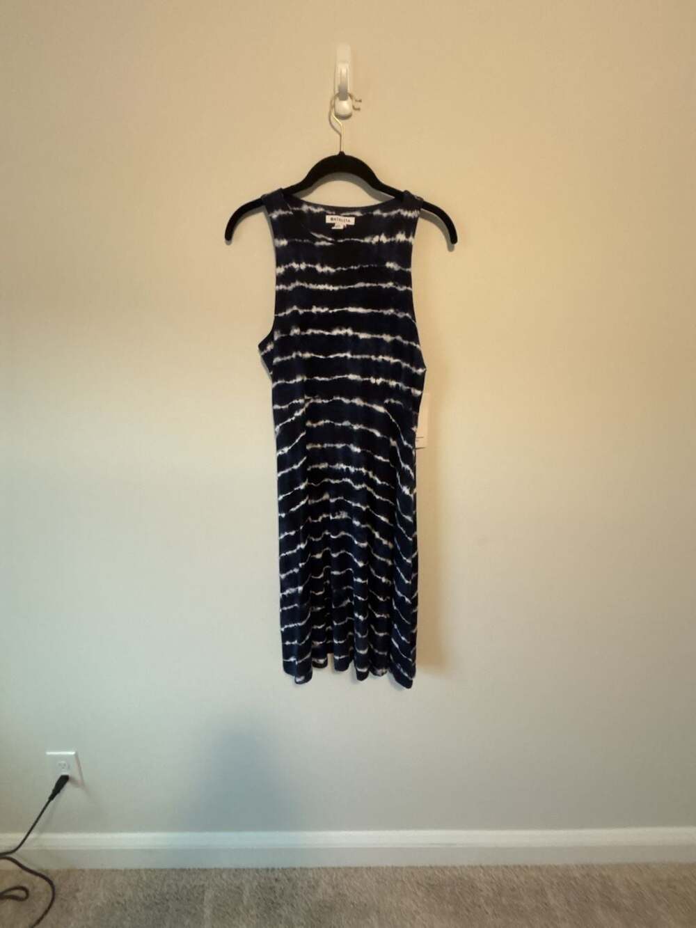 Athleta Santorini Thera Printed Dress Tie-Dye Navy White Size M tall #athleasure